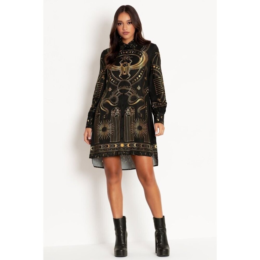 NWT BlackMilk High Priestess Long Sleeve Work It Shirt Dress AU 10 / US 6